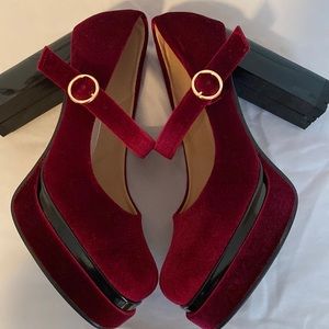 Red Velvet with Black Trim Platforms